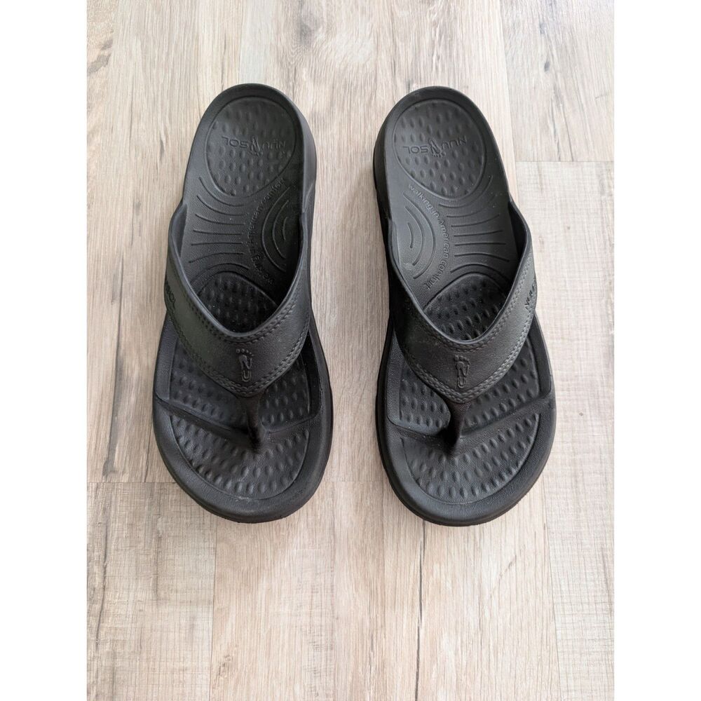 Nuusol Cascade Flip Flops in Black, Women's 9 (S1)